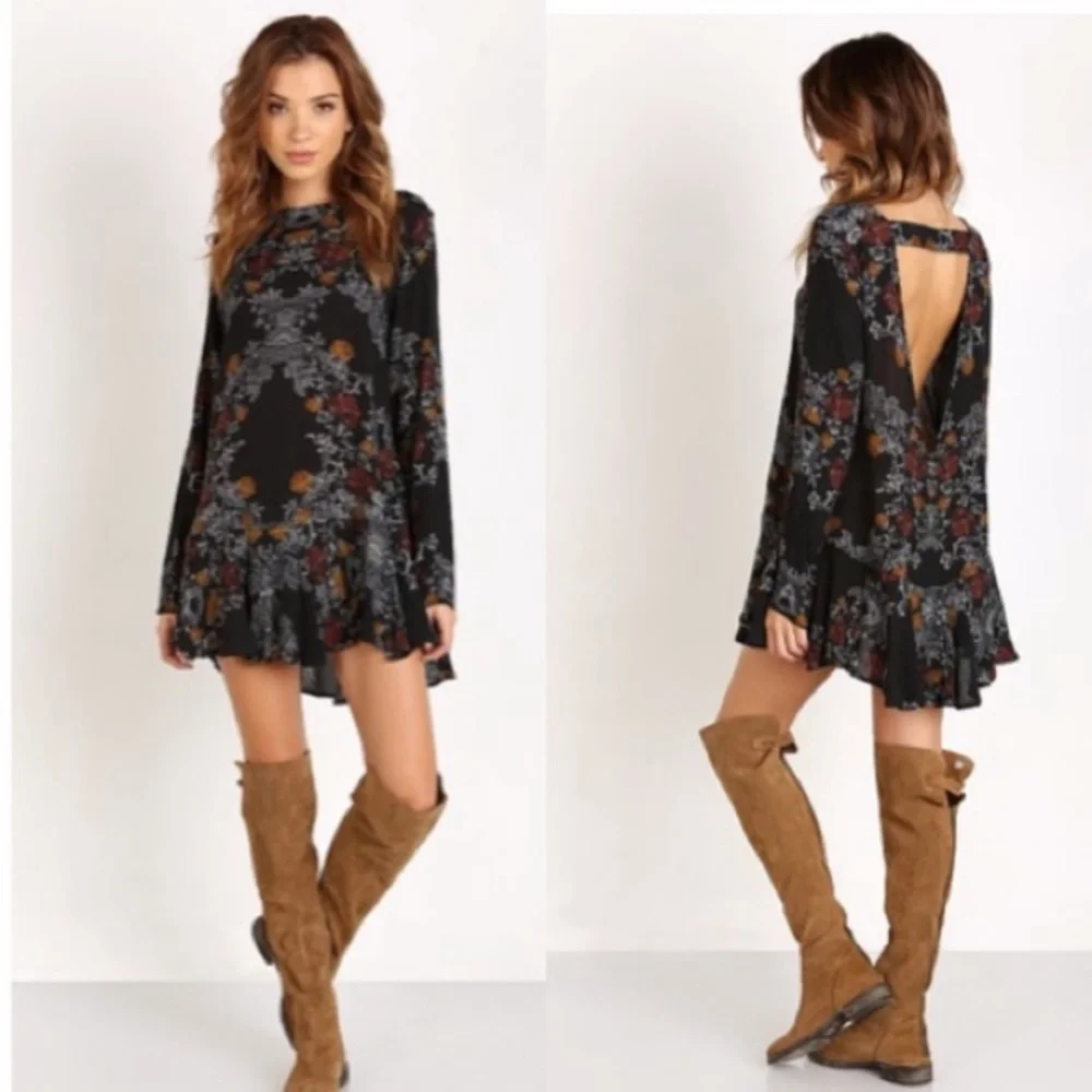 FREE PEOPLE Smooth Talker Tunic Dress in Raven XS - Picture 1 of 4